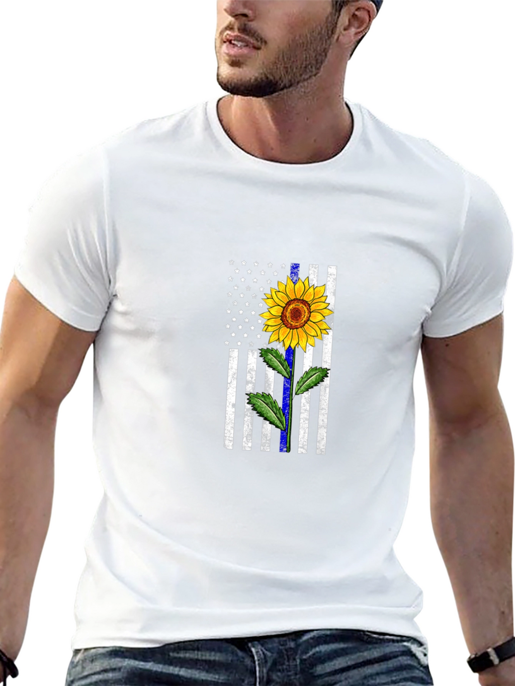 Sunflower Thin Blue Line Flag Graphic Tee
