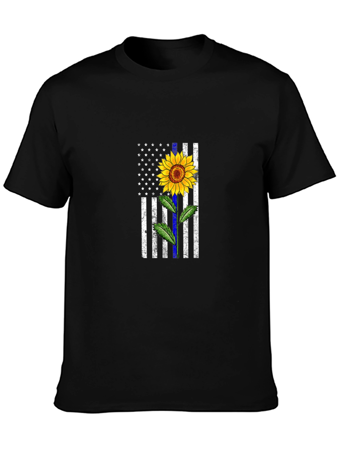 Sunflower Thin Blue Line Flag Graphic Tee