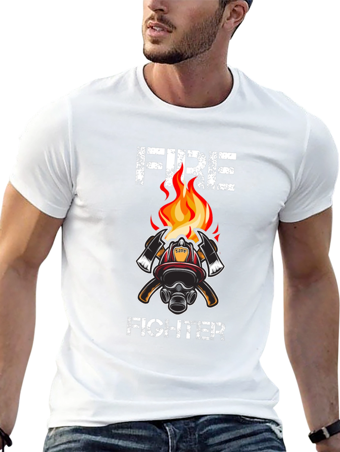 Firefighter T-Shirt - Axe & Helmet Graphic Tee