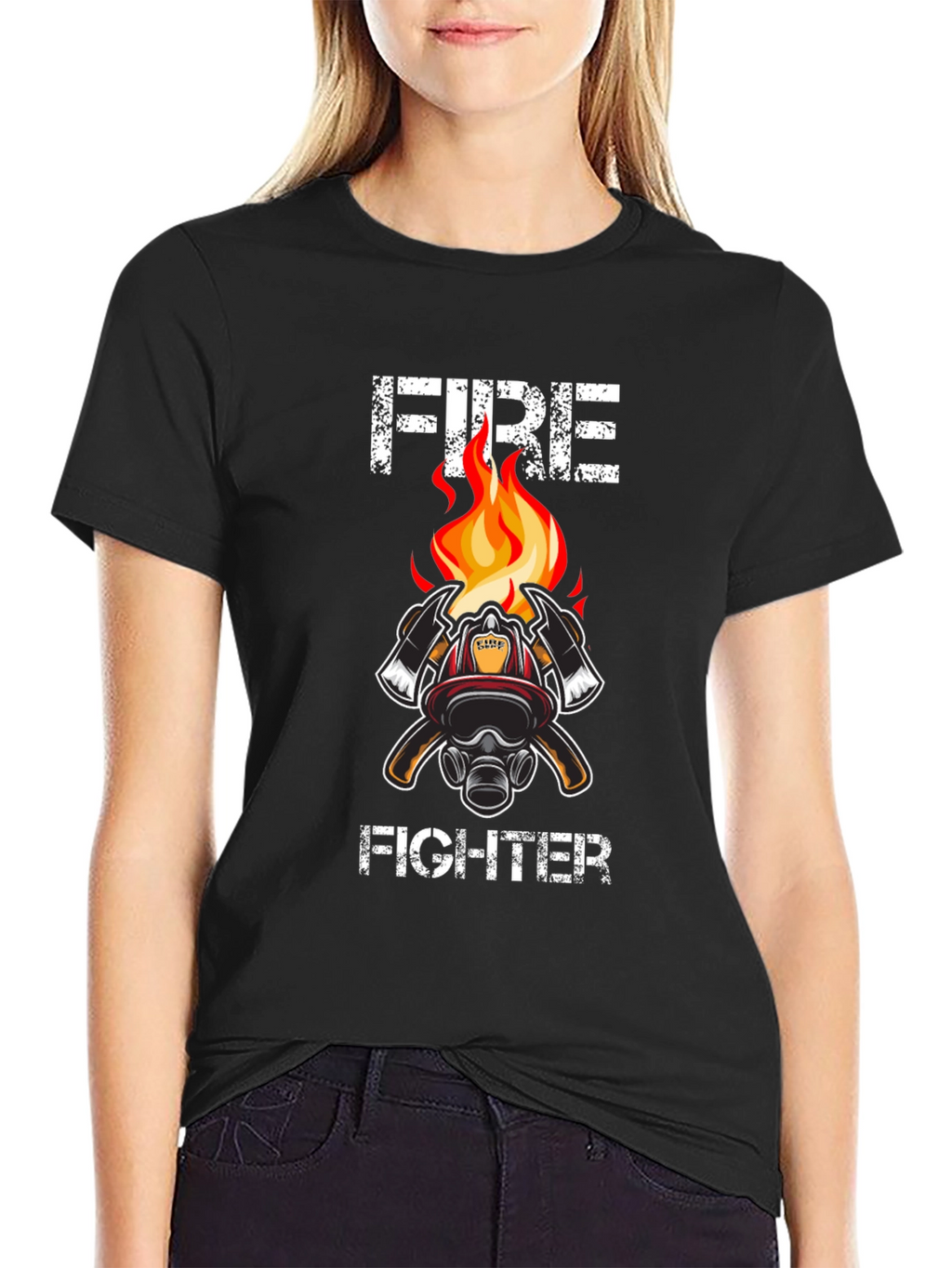 Firefighter T-Shirt - Axe & Helmet Graphic Tee