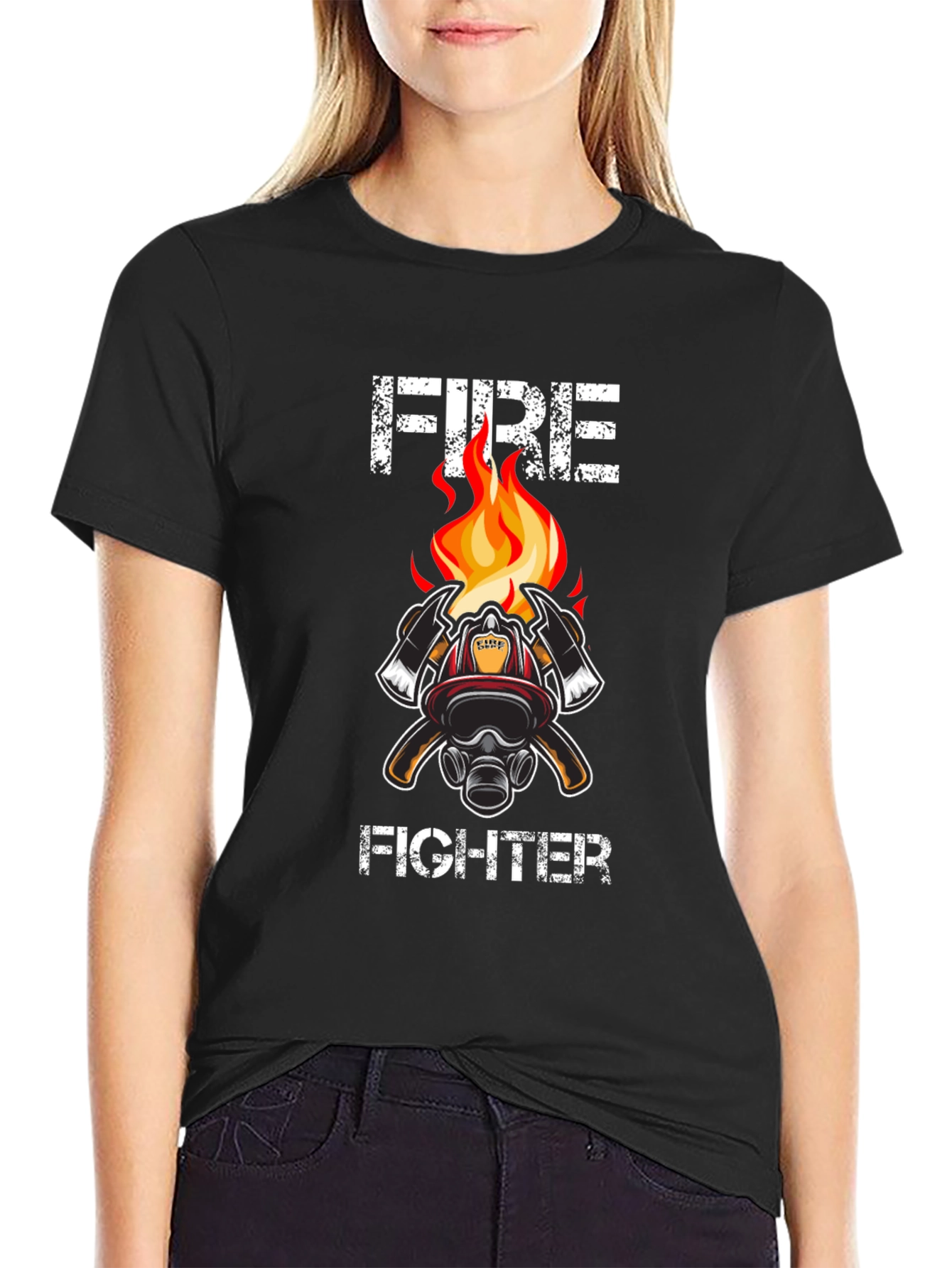 Firefighter T-Shirt - Axe & Helmet Graphic Tee