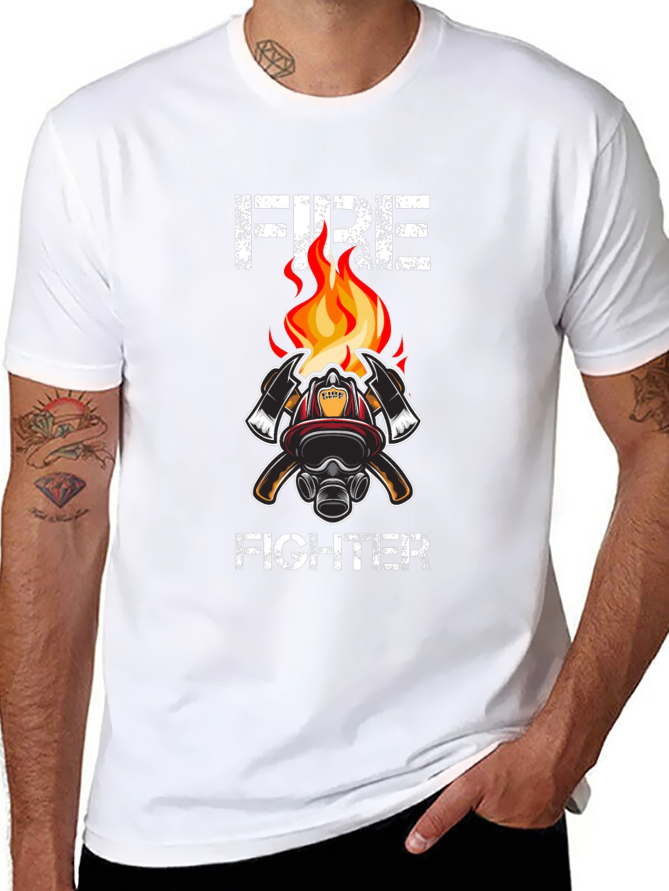 Firefighter T-Shirt - Axe & Helmet Graphic Tee