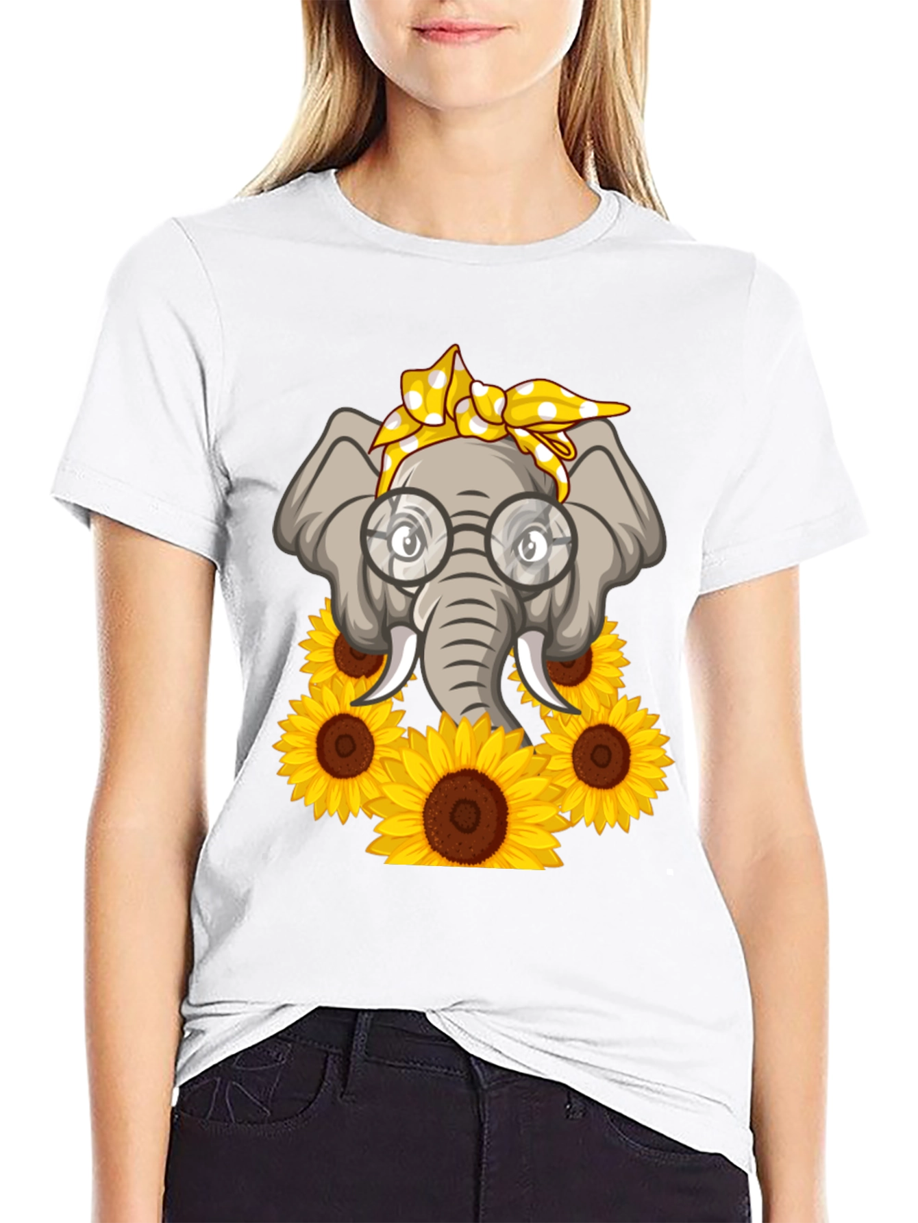 Elephant Sunflower T-Shirt - Cute Graphic Tee