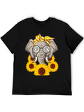 Elephant Sunflower T-Shirt - Cute Graphic Tee