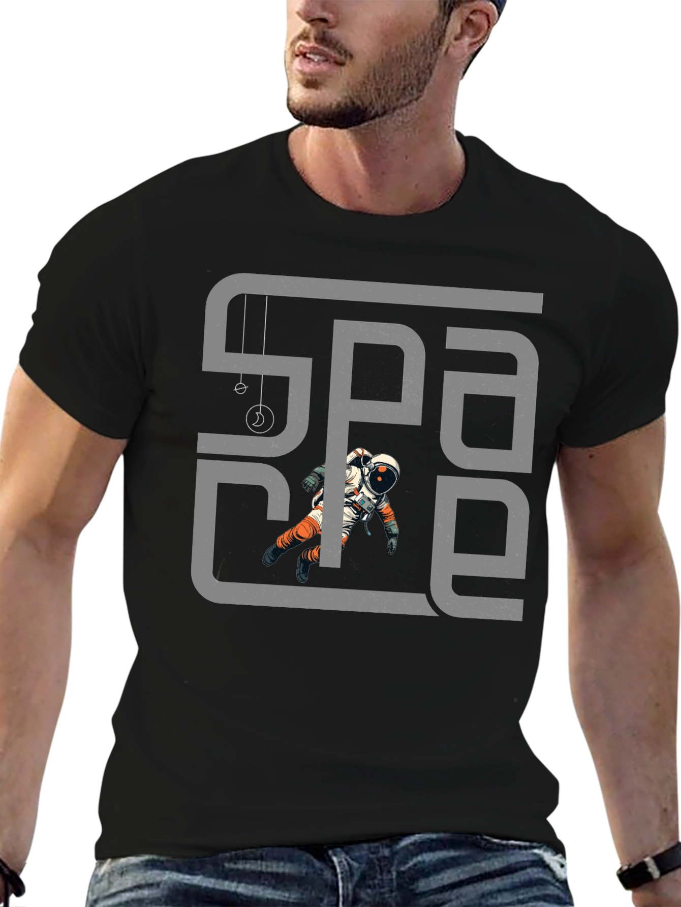 Space Astronaut Black T-Shirt - Unique Graphic Tee