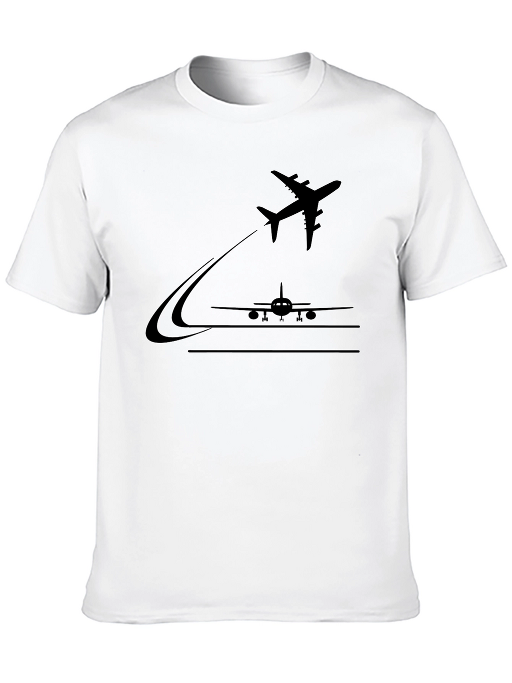 Airplane Takeoff Graphic Tee - Black Casual Shirt