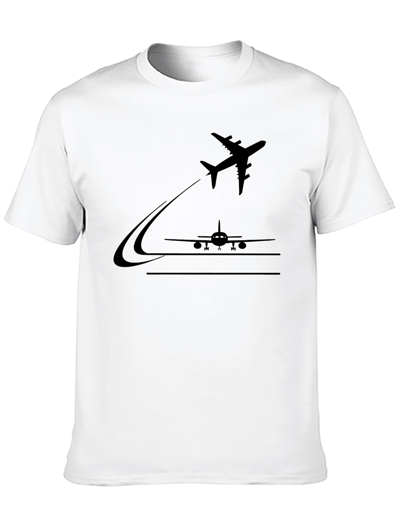 Airplane Takeoff Graphic Tee - Black Casual Shirt