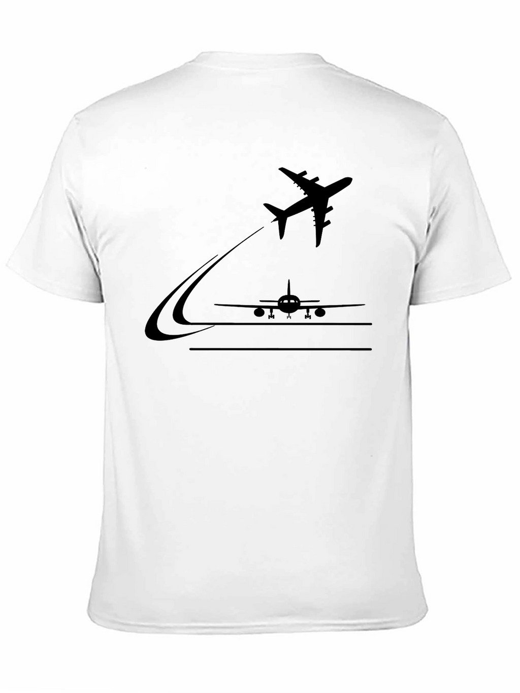 Airplane Takeoff Graphic Tee - Black Casual Shirt