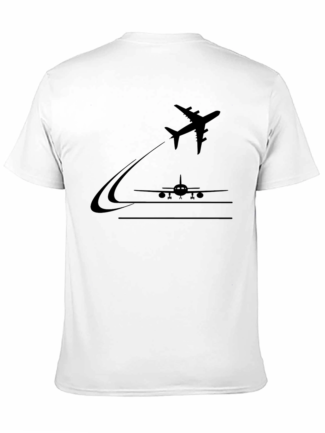 Airplane Takeoff Graphic Tee - Black Casual Shirt