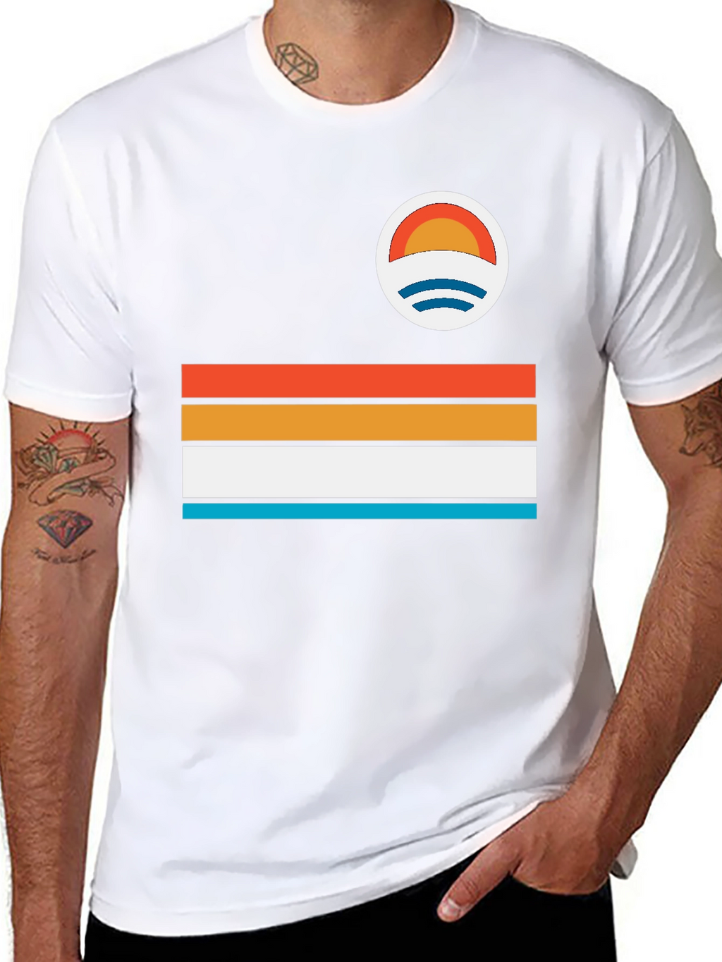 Retro Stripe Graphic T-Shirt - Coastal Vibes