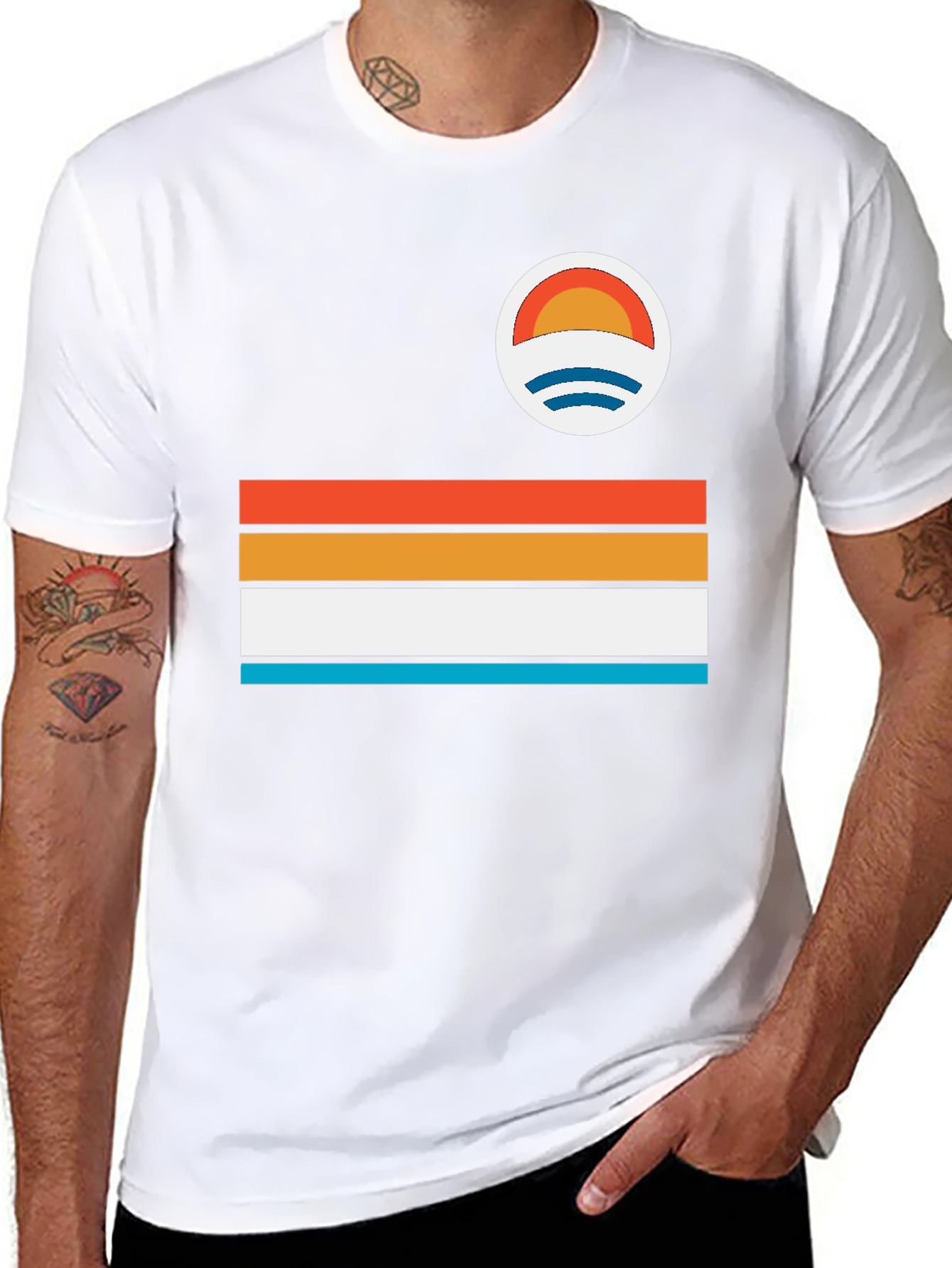 Retro Stripe Graphic T-Shirt - Coastal Vibes