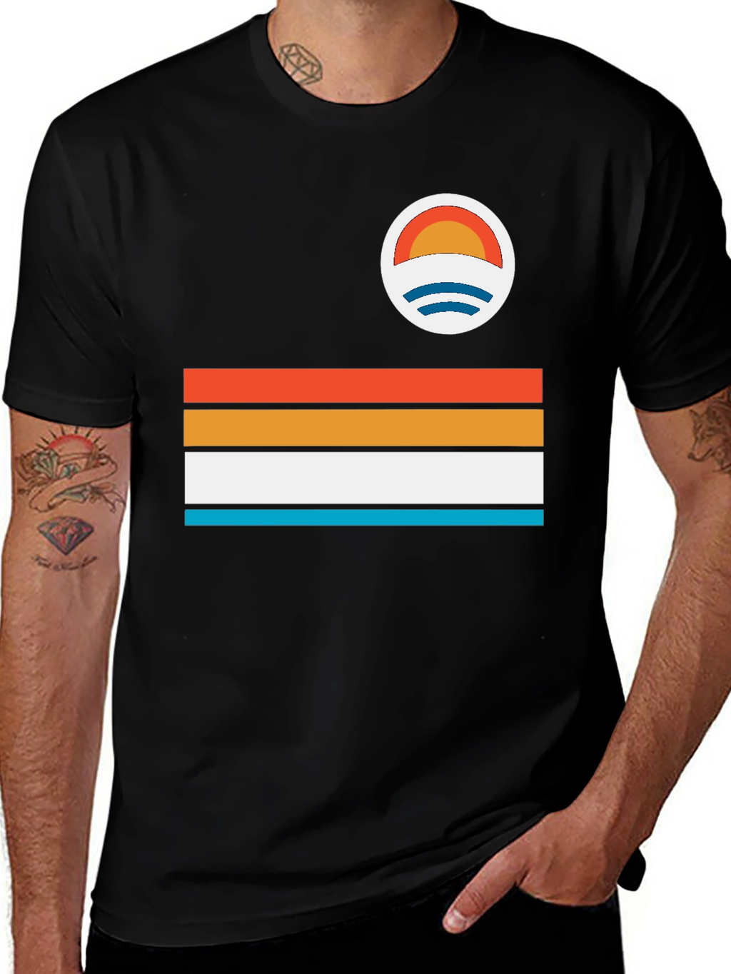 Retro Stripe Graphic T-Shirt - Coastal Vibes