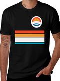 Retro Stripe Graphic T-Shirt - Coastal Vibes