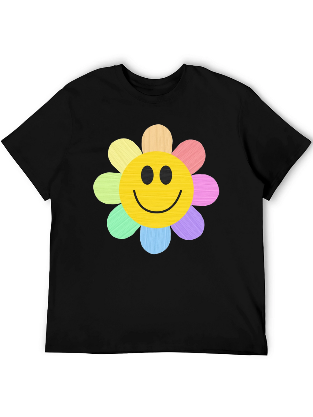 Smiley Flower Graphic Tee - Black