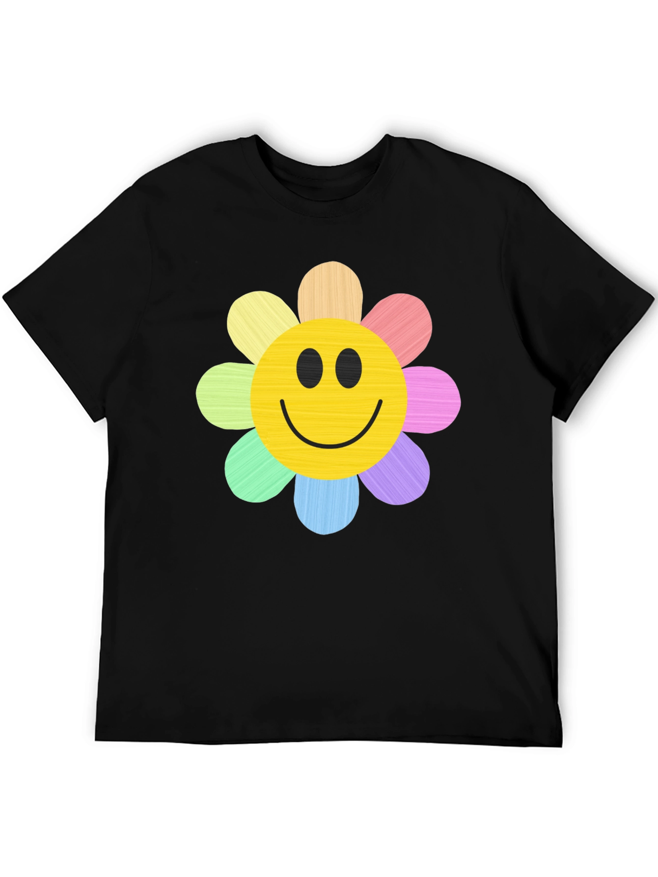 Smiley Flower Graphic Tee - Black