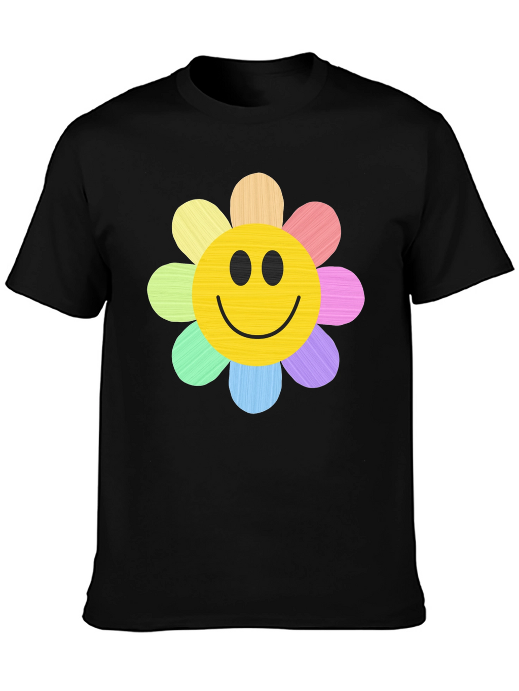 Smiley Flower Graphic Tee - Black