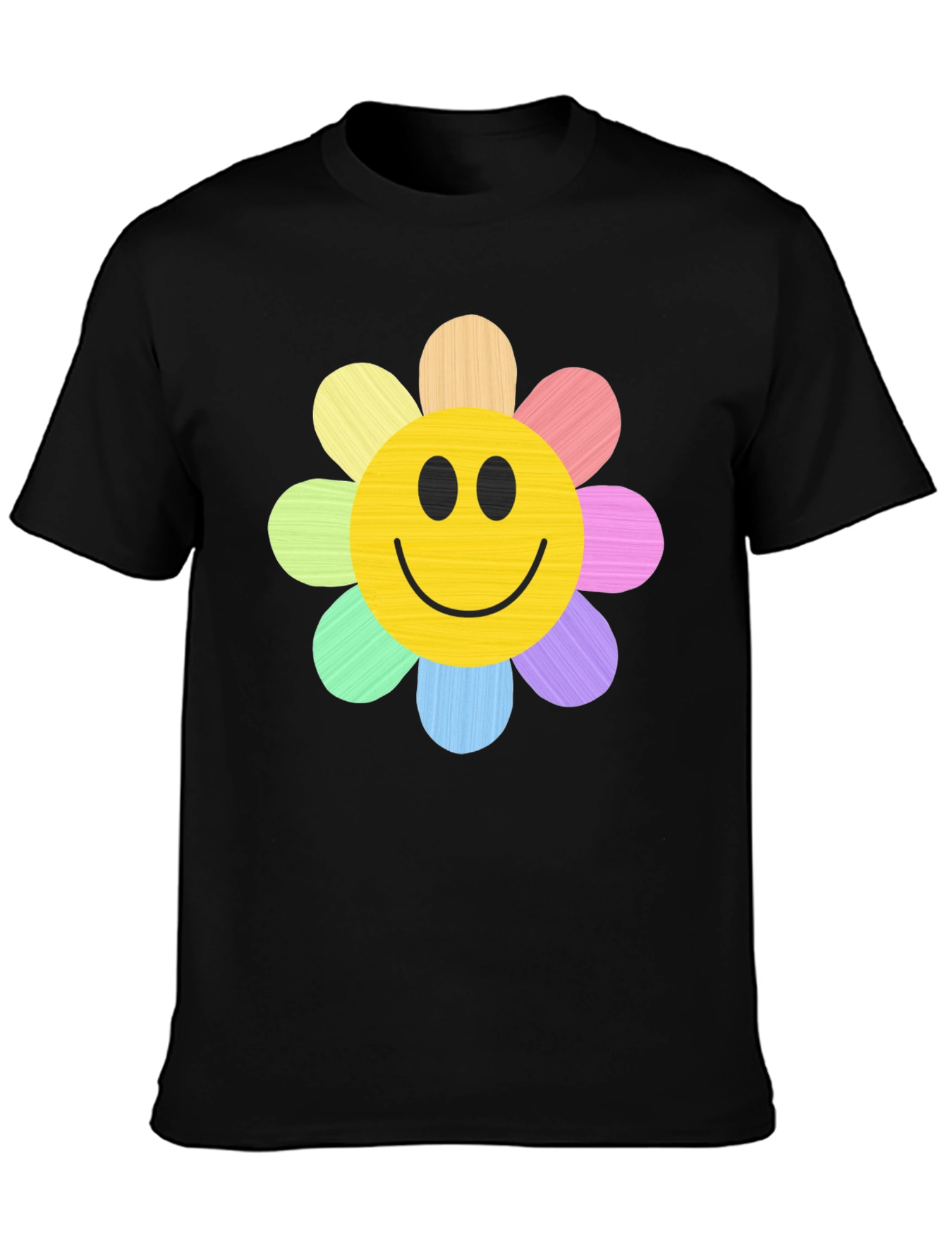 Smiley Flower Graphic Tee - Black