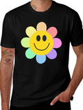 Smiley Flower Graphic Tee - Black