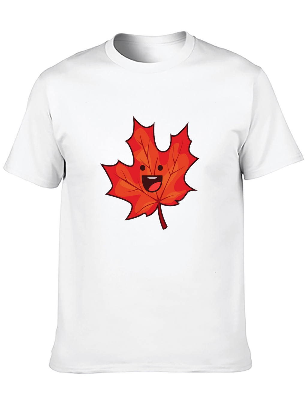 Happy Maple Leaf Graphic Tee - Black Cotton Shirt