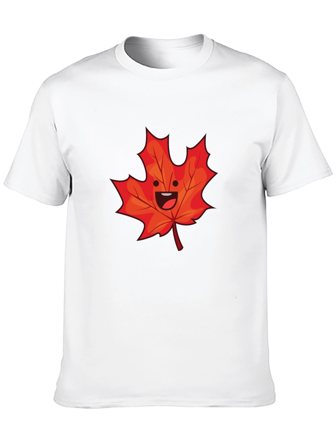 Happy Maple Leaf Graphic Tee - Black Cotton Shirt