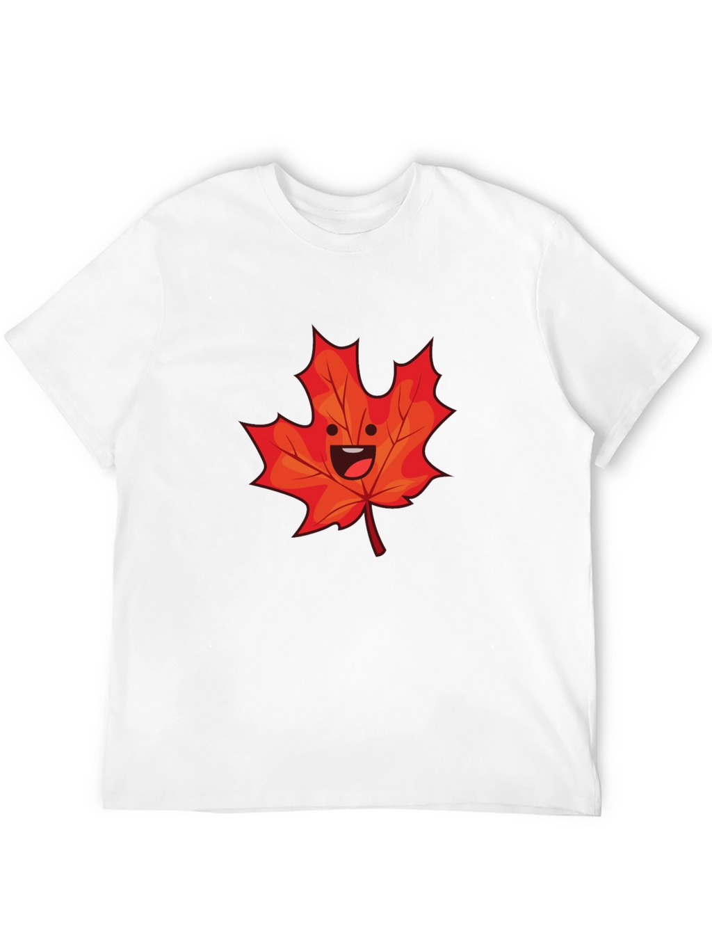 Happy Maple Leaf Graphic Tee - Black Cotton Shirt