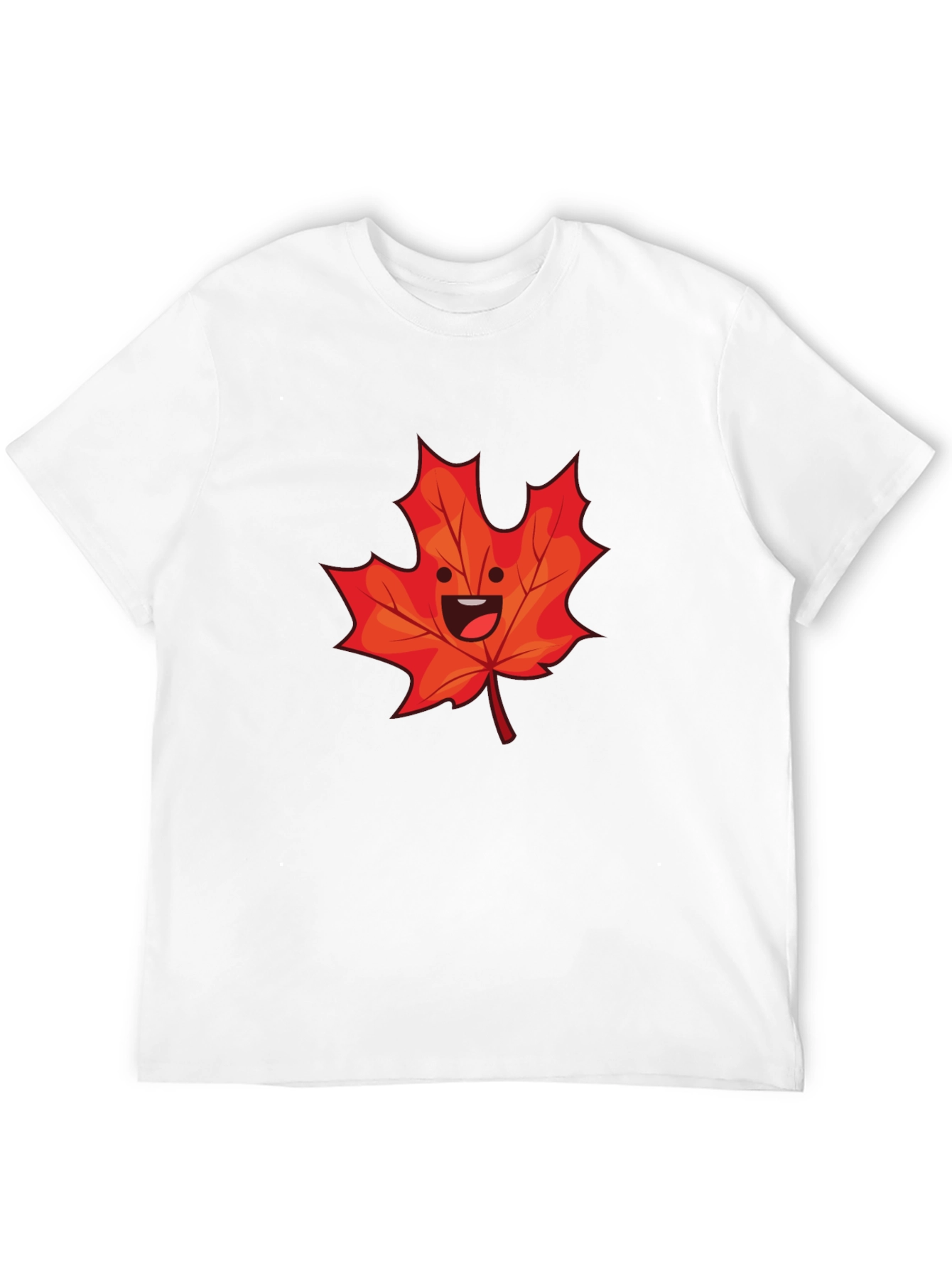 Happy Maple Leaf Graphic Tee - Black Cotton Shirt
