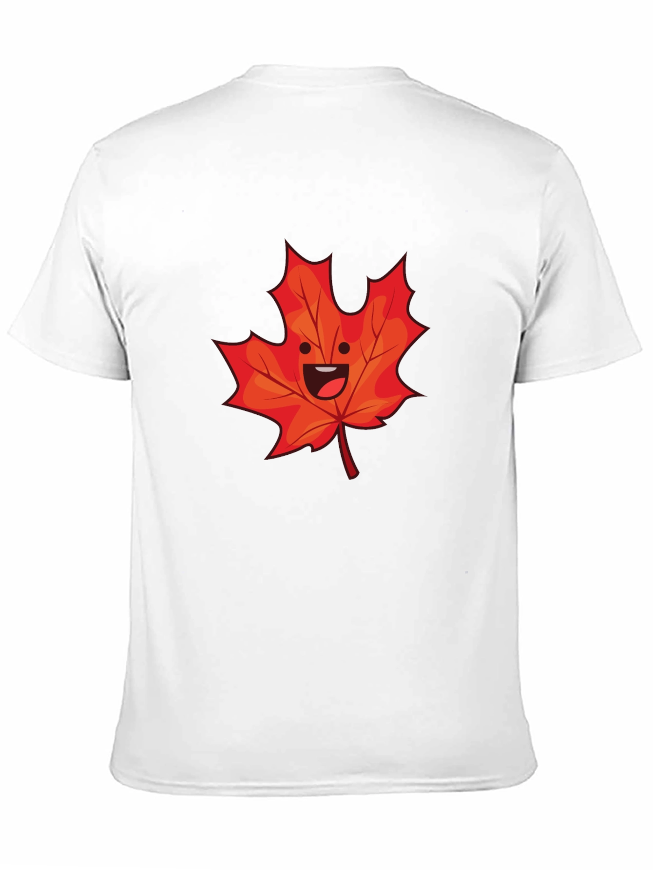Happy Maple Leaf Graphic Tee - Black Cotton Shirt