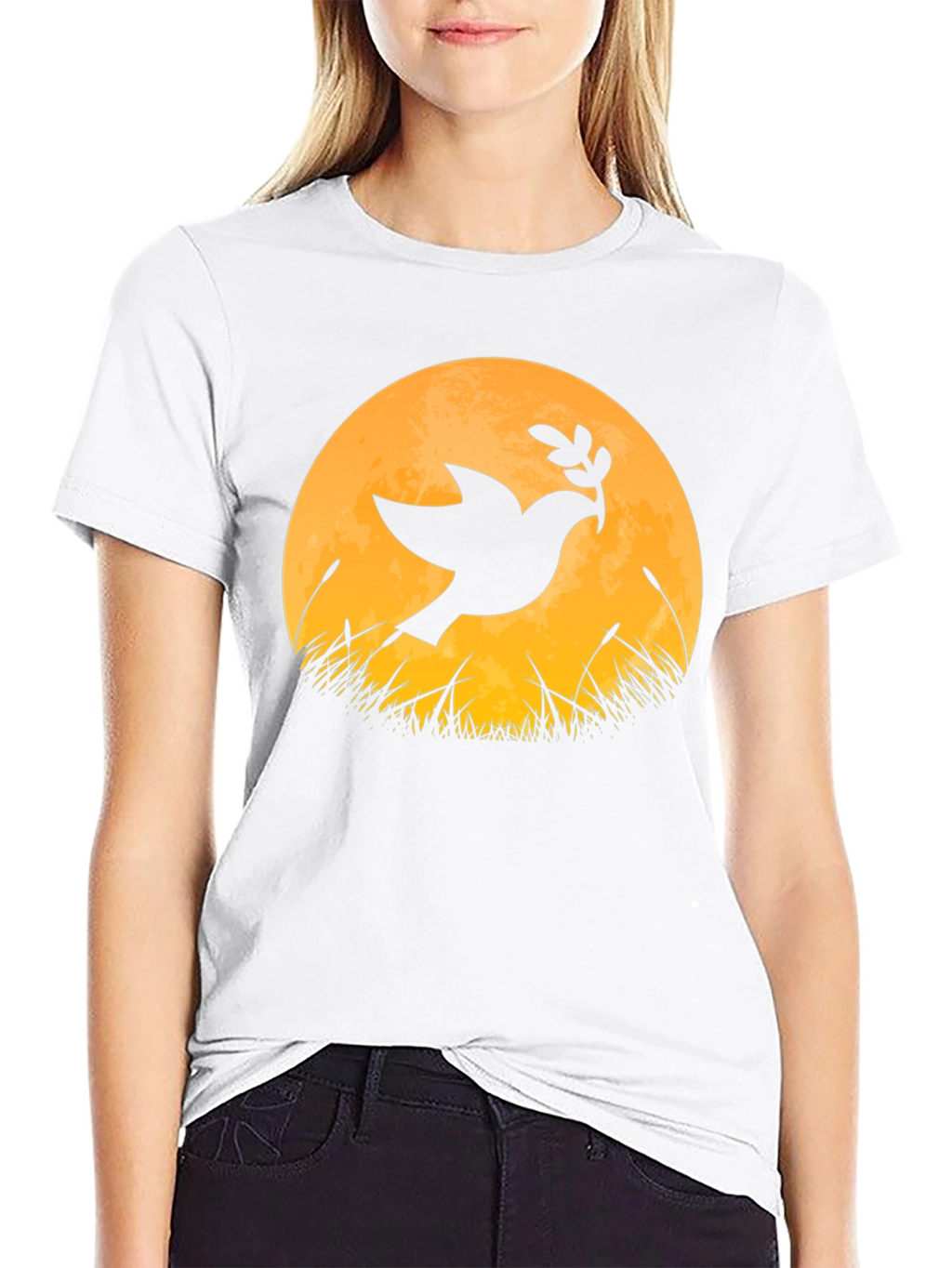 Dove & Moon Graphic T-Shirt - Black