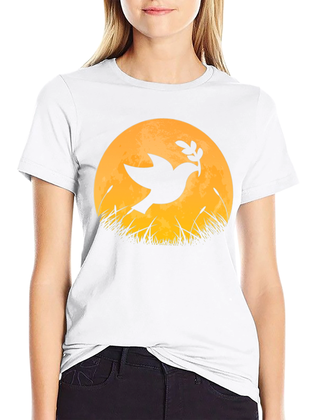 Dove & Moon Graphic T-Shirt - Black