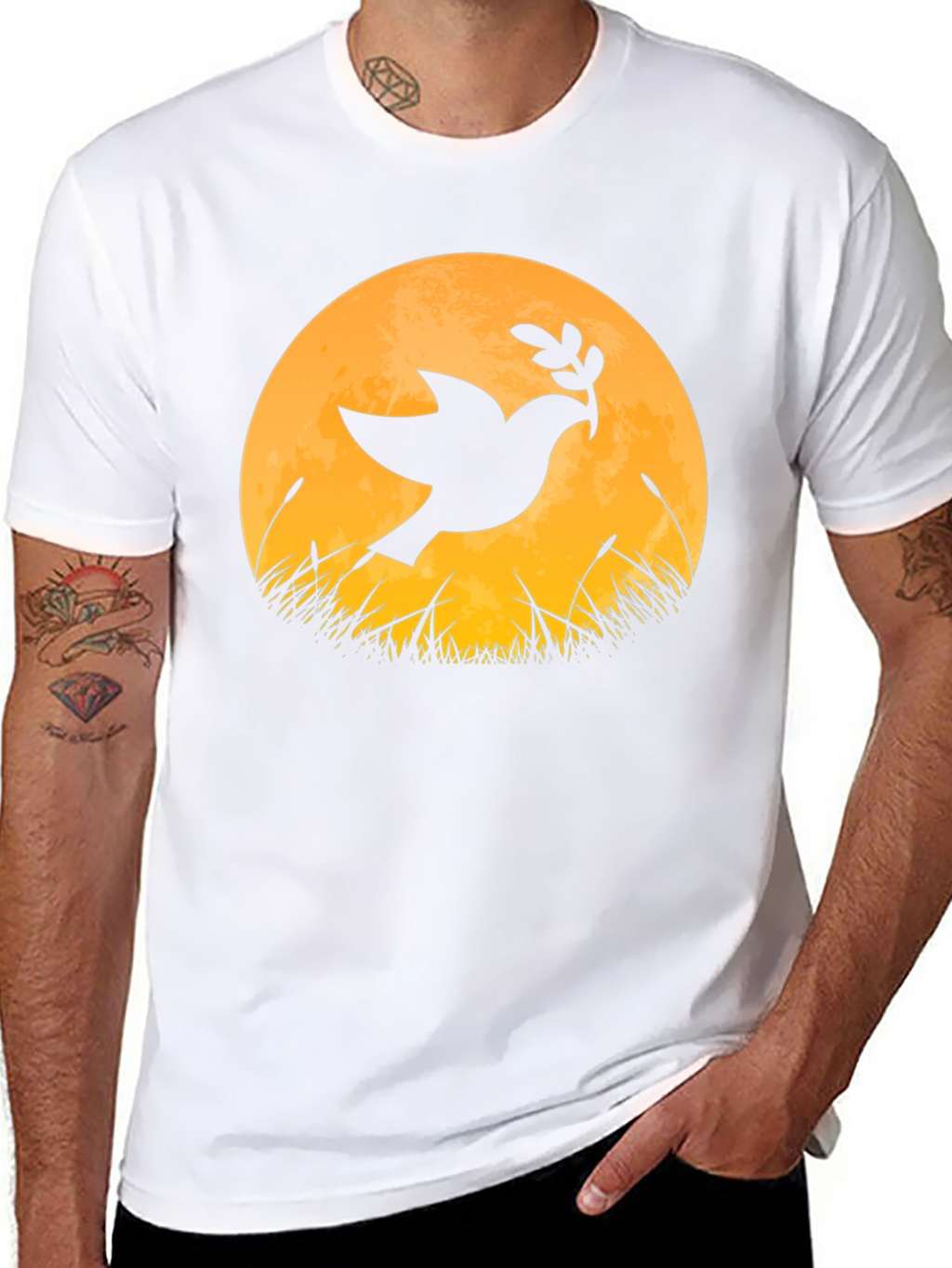 Dove & Moon Graphic T-Shirt - Black