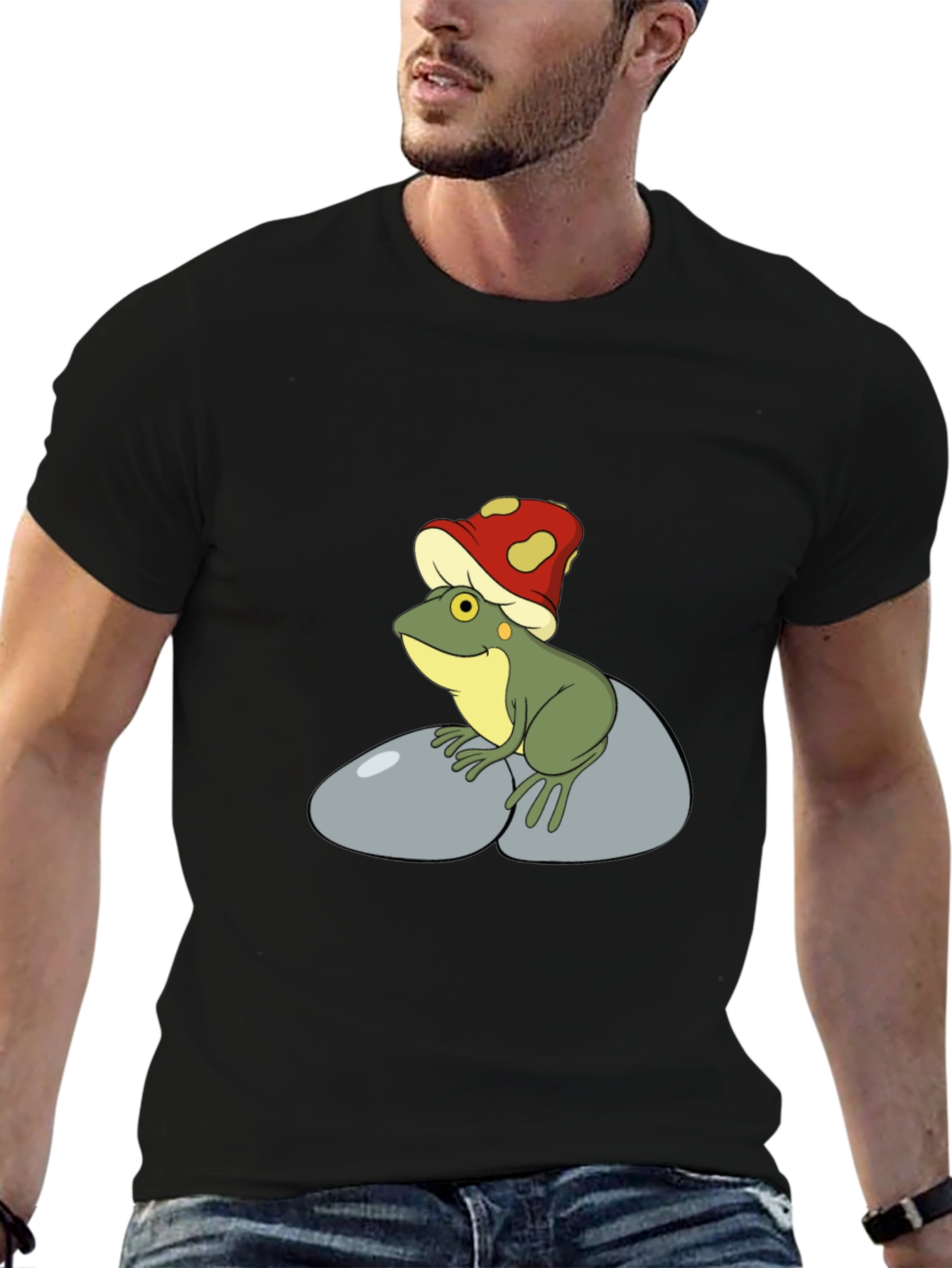 Frog with Mushroom Hat Graphic Tee