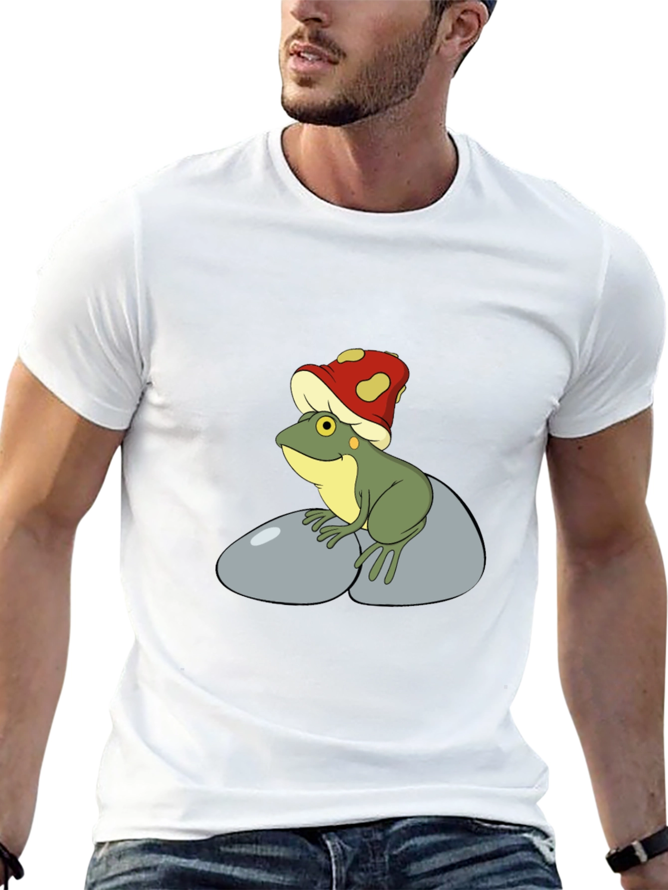 Frog with Mushroom Hat Graphic Tee