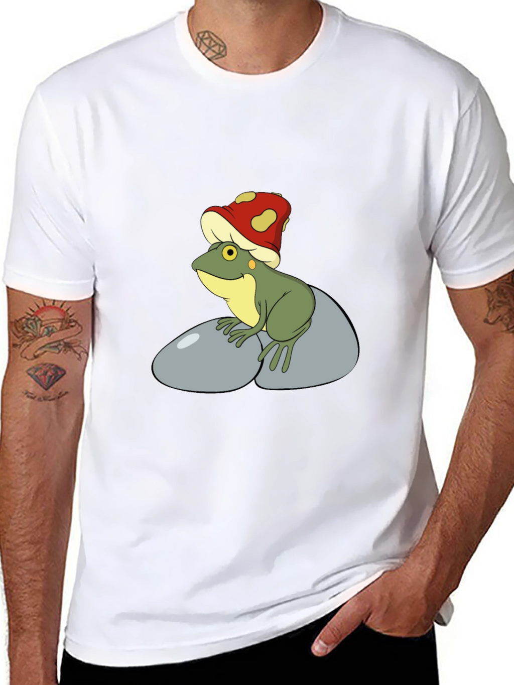 Frog with Mushroom Hat Graphic Tee