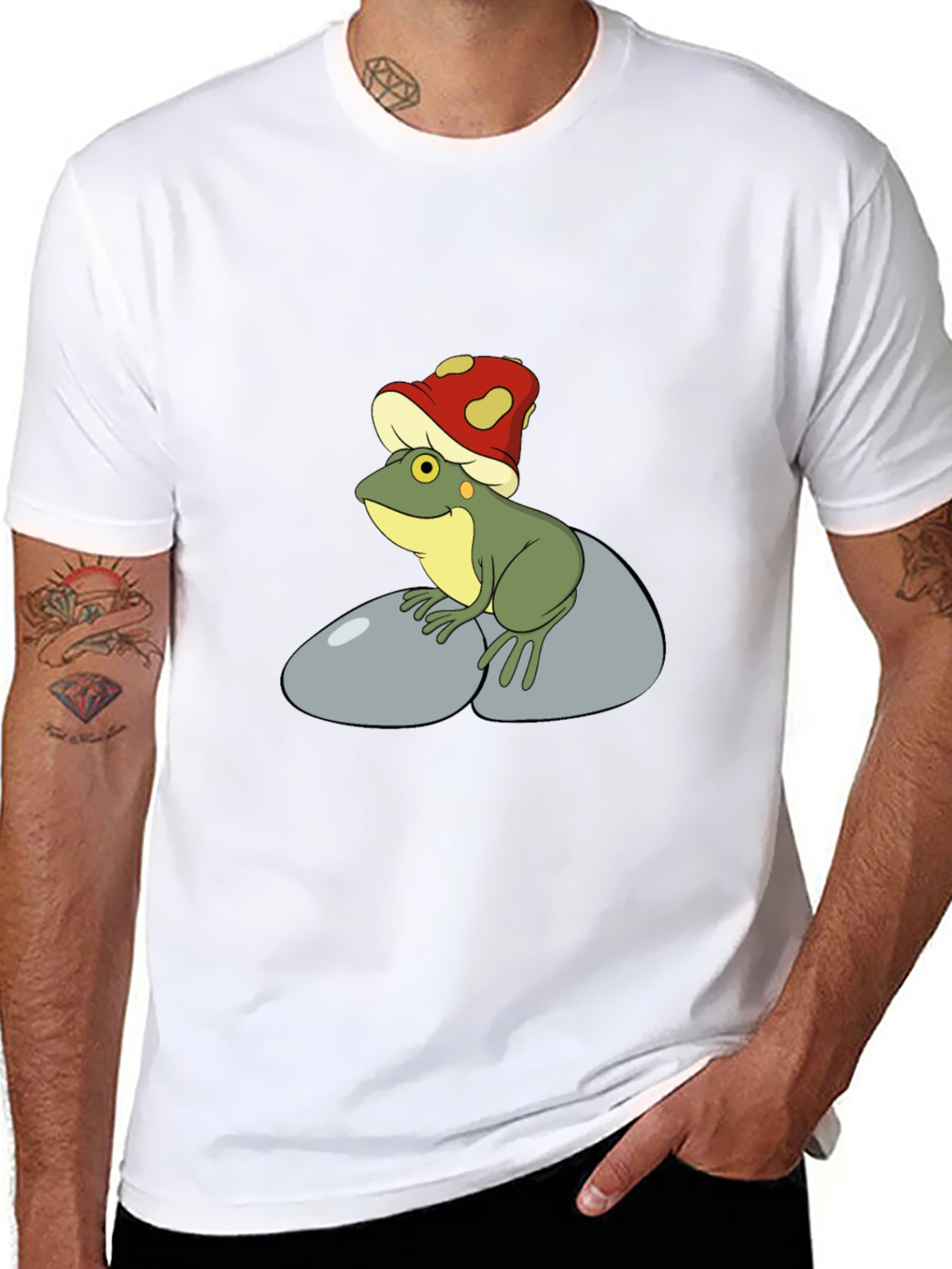 Frog with Mushroom Hat Graphic Tee