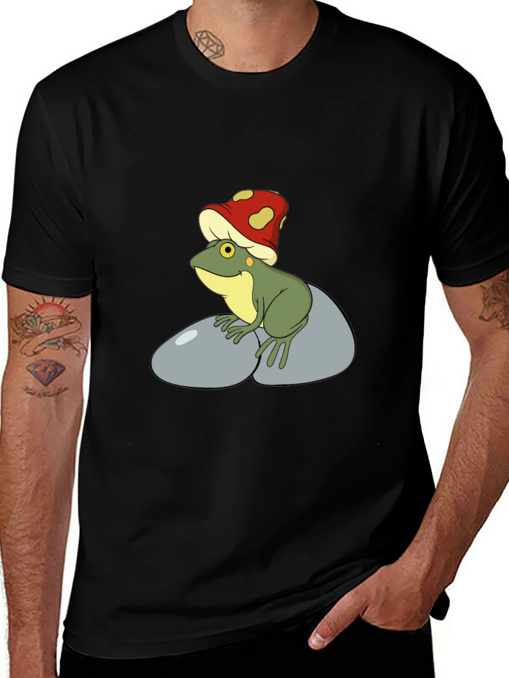 Frog with Mushroom Hat Graphic Tee