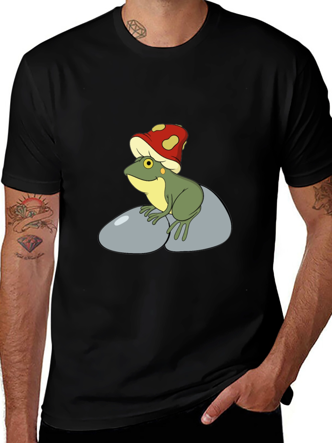 Frog with Mushroom Hat Graphic Tee