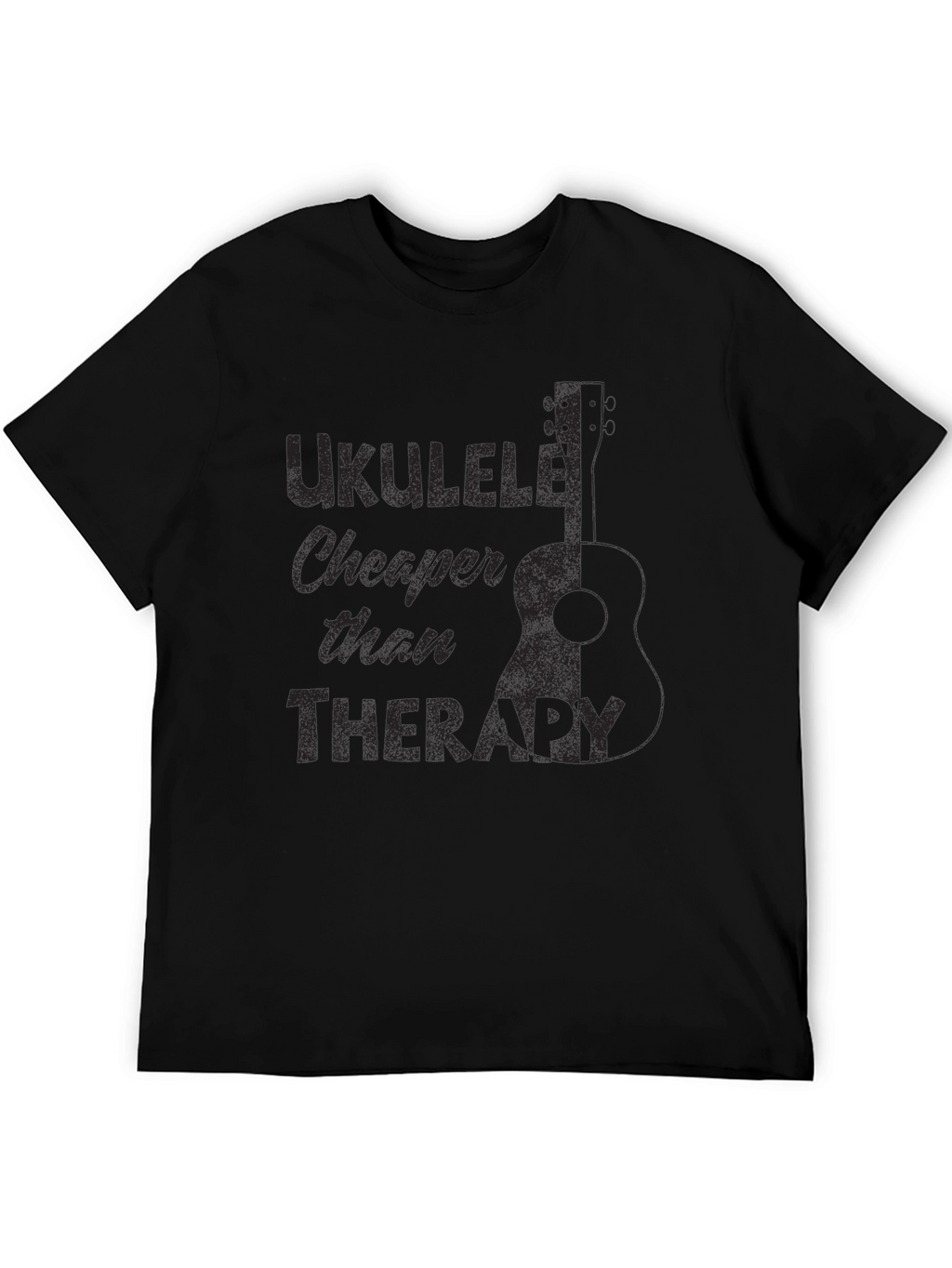 Ukulele Cheaper Than Therapy Black T-Shirt