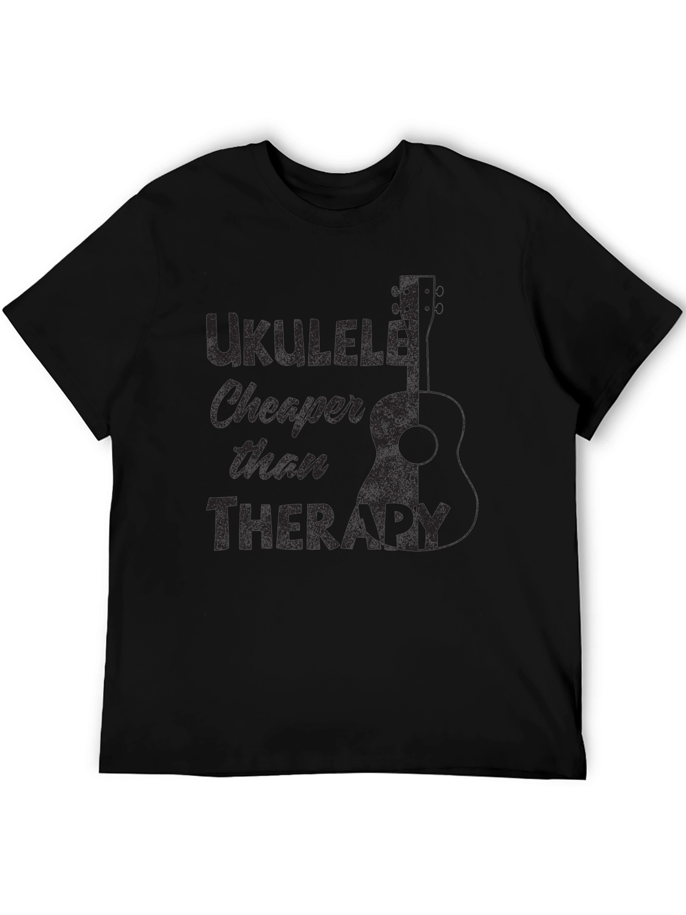 Ukulele Cheaper Than Therapy Black T-Shirt