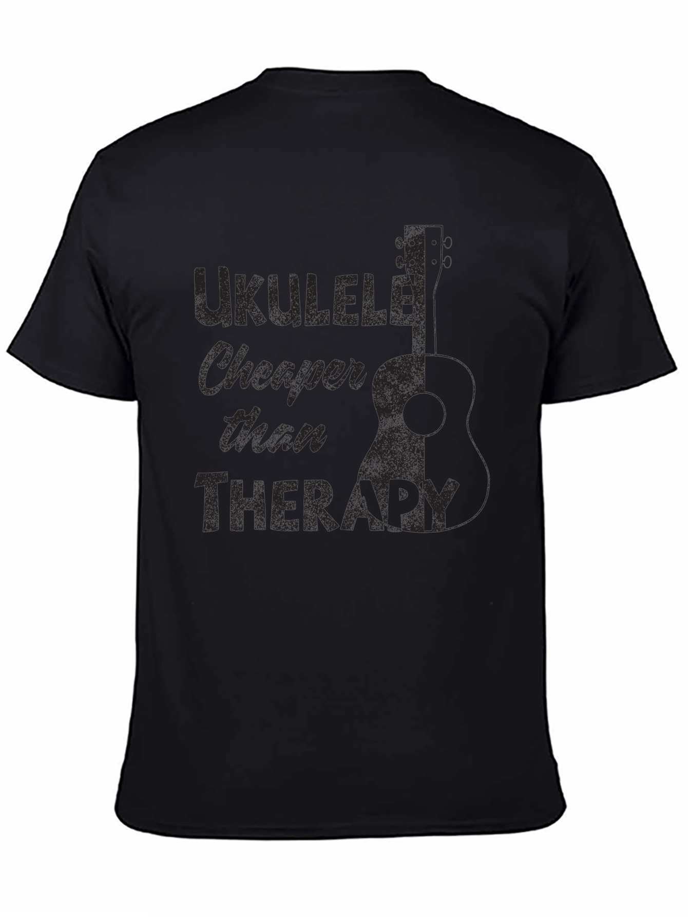 Ukulele Cheaper Than Therapy Black T-Shirt