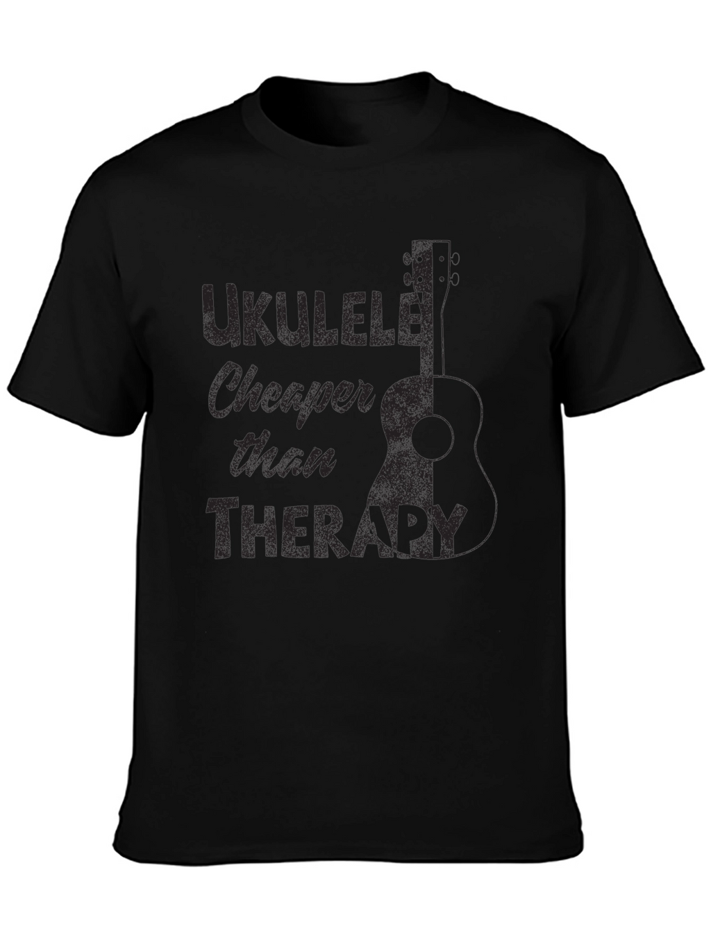 Ukulele Cheaper Than Therapy Black T-Shirt