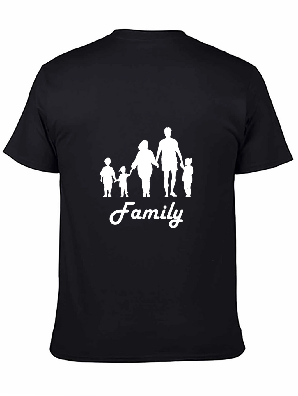 Family Silhouette Graphic Print Black T-Shirt