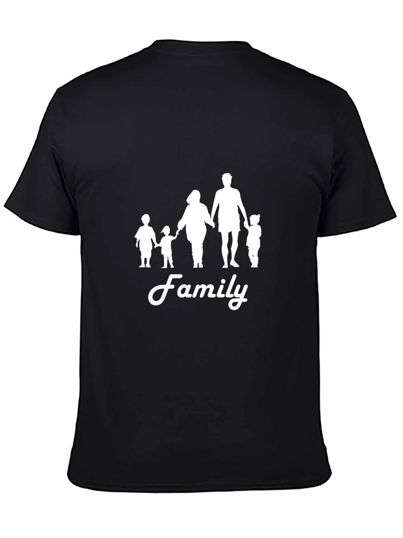 Family Silhouette Graphic Print Black T-Shirt