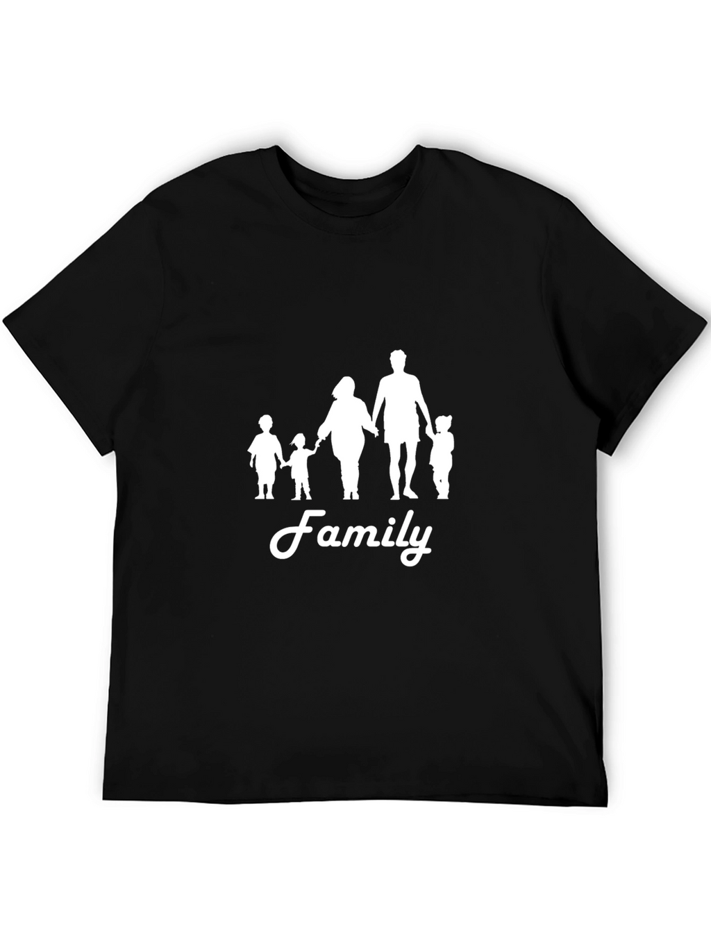 Family Silhouette Graphic Print Black T-Shirt