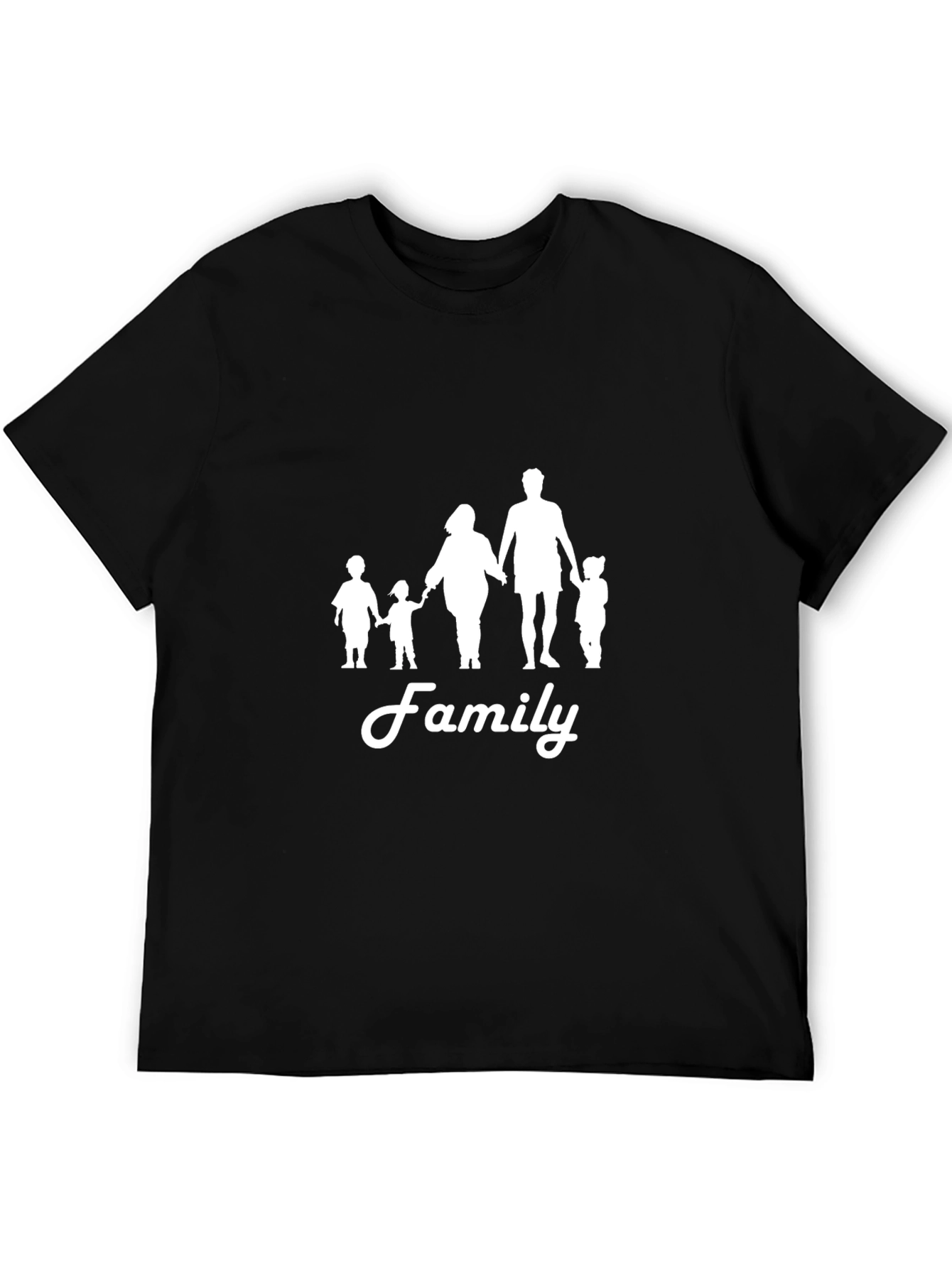 Family Silhouette Graphic Print Black T-Shirt