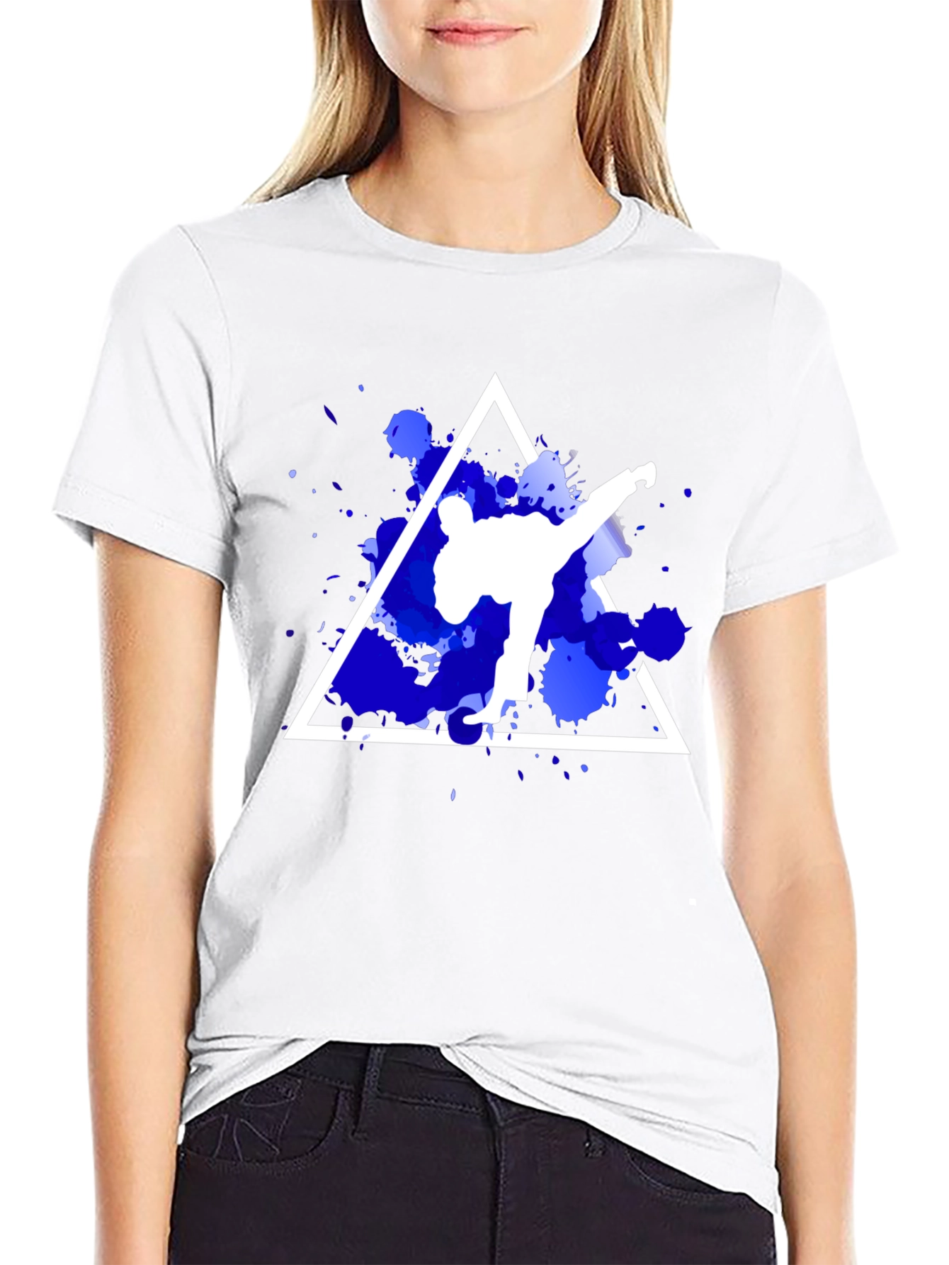 Karate Kick Graphic Tee - Stylish Black Cotton T-Shirt