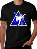 Karate Kick Graphic Tee - Stylish Black Cotton T-Shirt