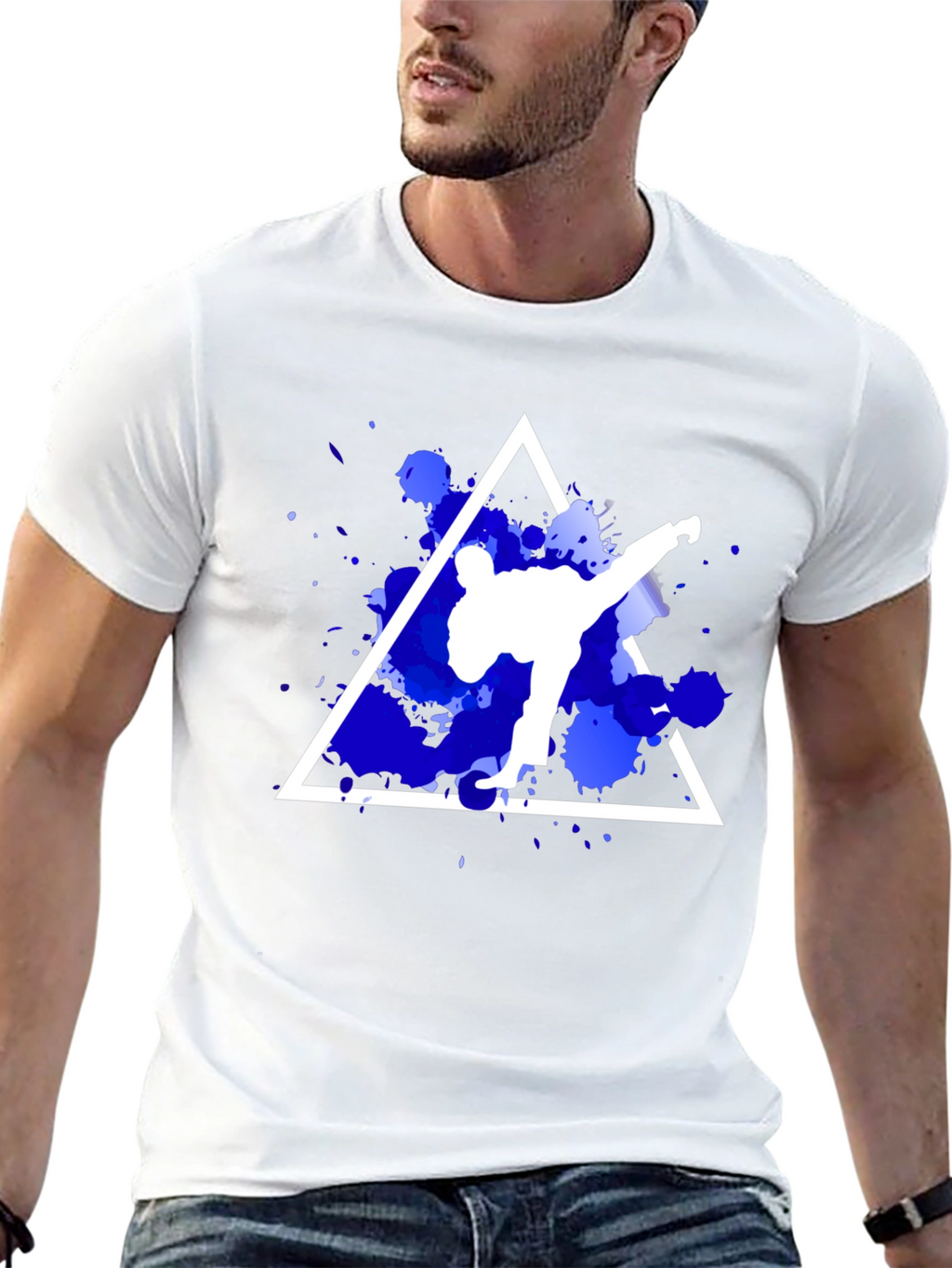 Karate Kick Graphic Tee - Stylish Black Cotton T-Shirt