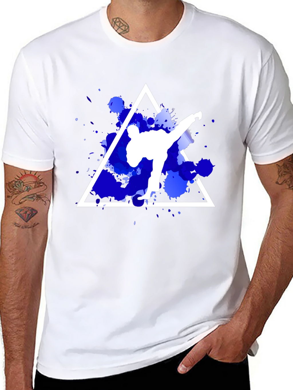 Karate Kick Graphic Tee - Stylish Black Cotton T-Shirt