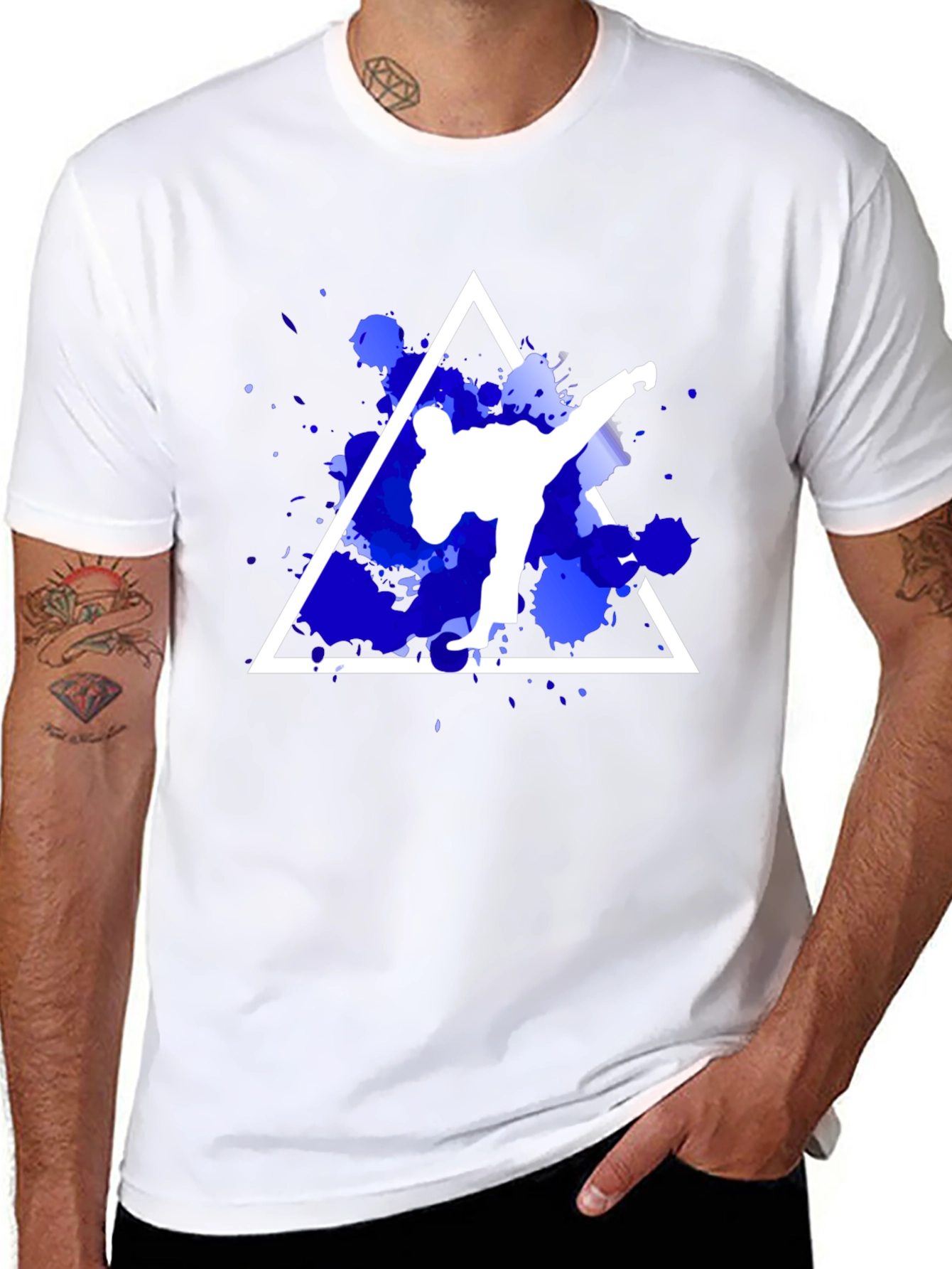 Karate Kick Graphic Tee - Stylish Black Cotton T-Shirt