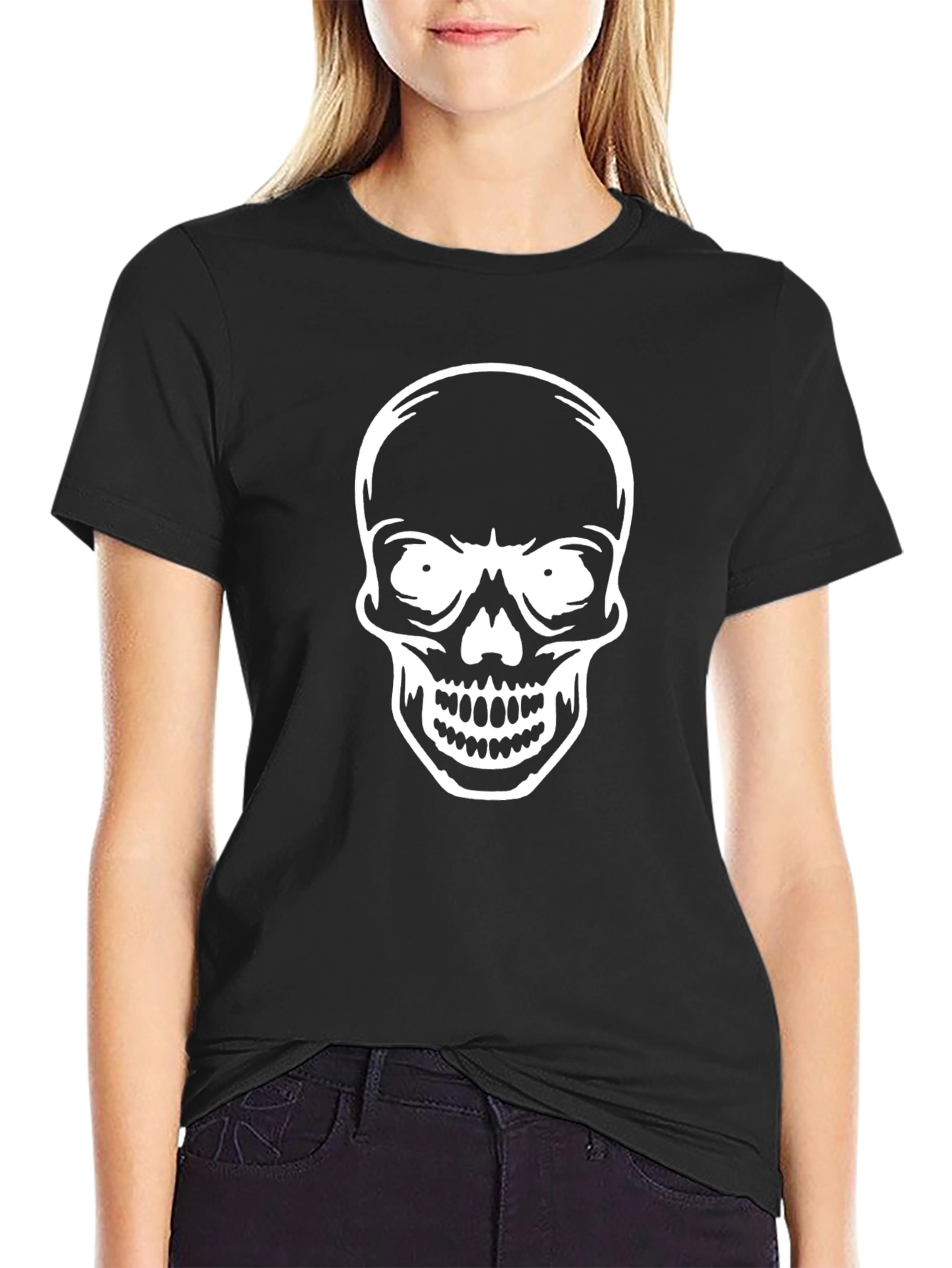 Skull Graphic Tee - Black Cotton Blend